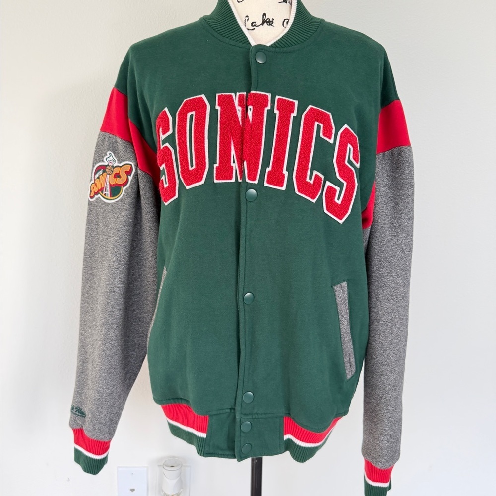 Mitchell & Ness Seattle Super Sonics Varsity Jacket Hardwood Classics Sz L - Picture 15 of 16